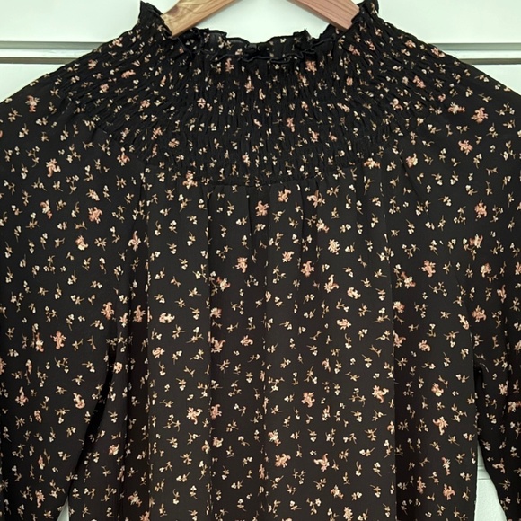 Madewell Smocked-Neck Ruffle Top In Stem Scatter, Small - Picture 2 of 6